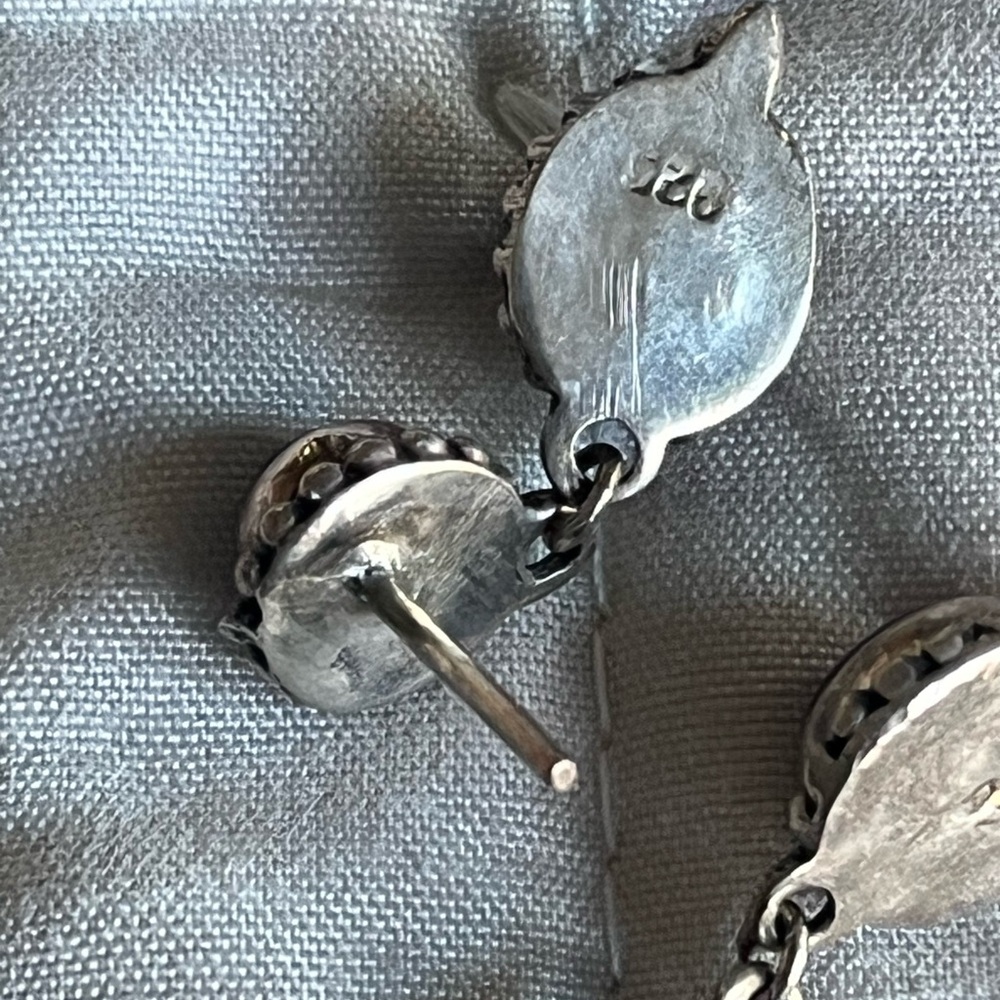 Vintage Purple and 925 Silver Dangle Earrings - Picture 5 of 6